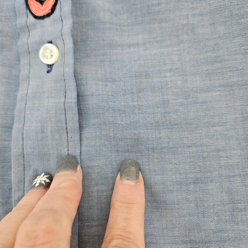 Vtg Wrangler Western Button Shirt Embroidered Kachina Thunderbird chambray READ - Picture 6 of 11